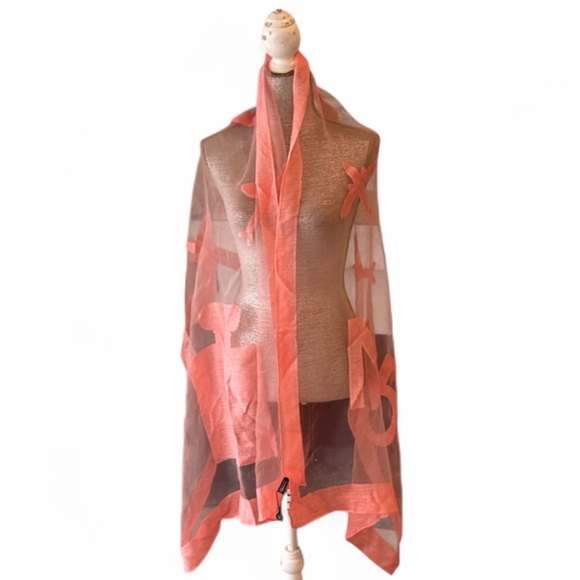 Chanel Chanel No 5 Sheer Coral Silk Organza Scarf or Wrap Size OS NWT - Picture 15 of 16